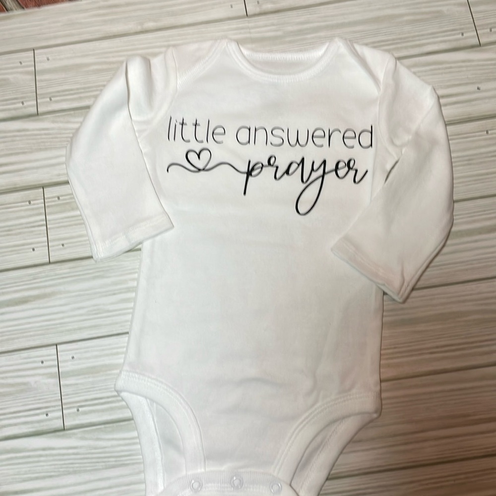 Little Answered Prayer Baby Bodysuit for Baby Announcement, BabyPregnancy Reveal